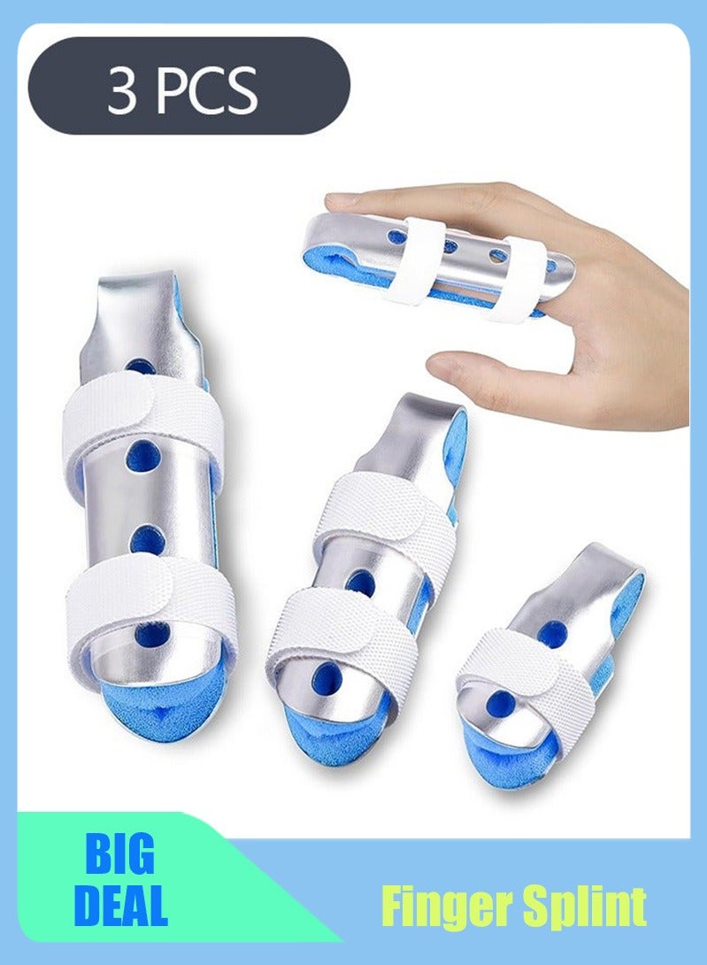 KIIUMI 3-Piece Finger Splint, Metal Finger Support Brace for Broken Fingers Straightening Arthritis (3 Size) - Image 1