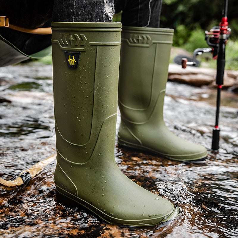 Fashion High Plus Size Rain Boots Men'S Outdoor All-Match Waterproof Fishing Shoes Korean Style Thick-Soled Comfortable Car Wash Shoes For Men - Image 5