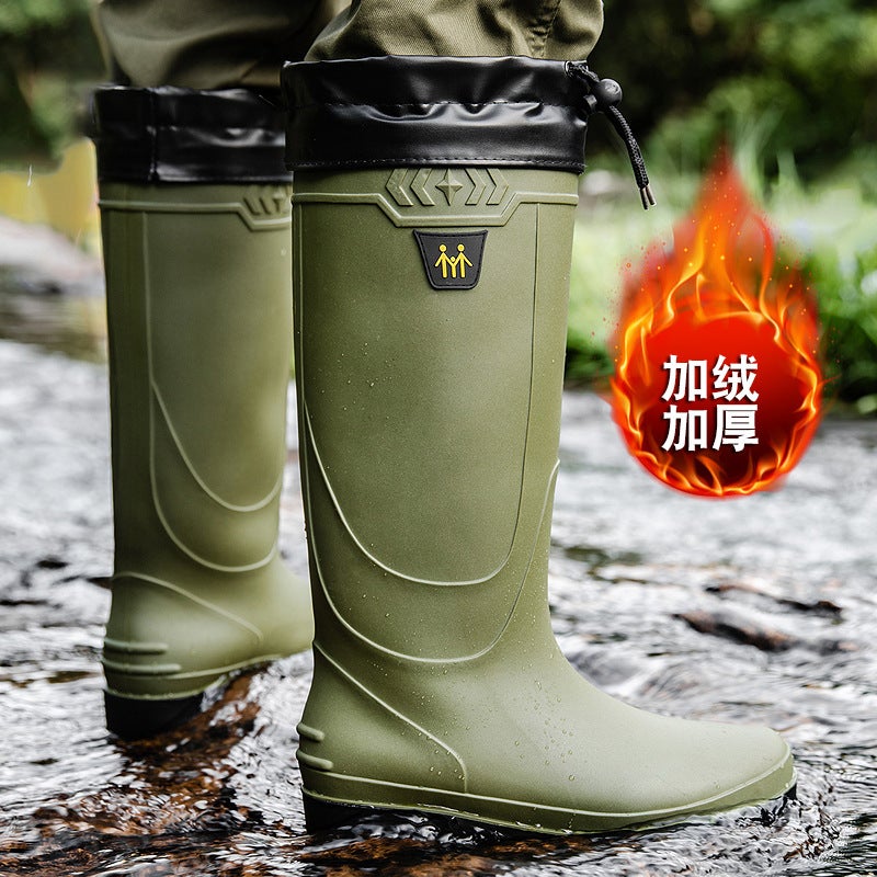 Fashion High Plus Size Rain Boots Men'S Outdoor All-Match Waterproof Fishing Shoes Korean Style Thick-Soled Comfortable Car Wash Shoes For Men - Image 1