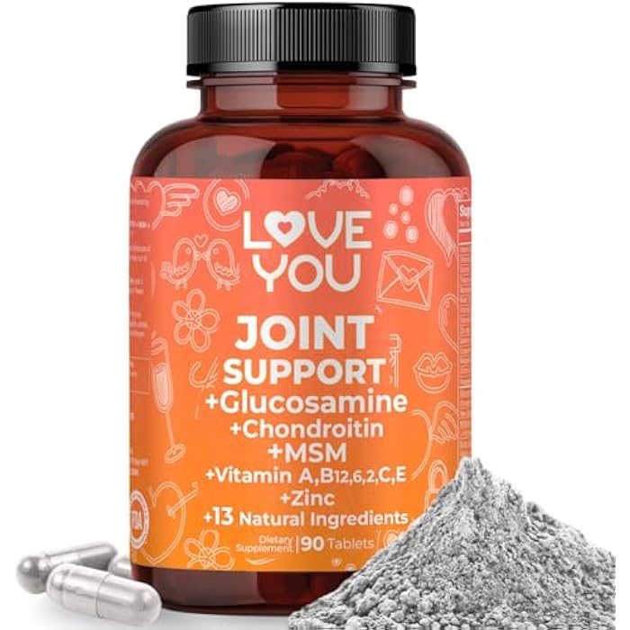 Love You Joint Support Supplement for Relief - Glucosamine, Chondroitin, MSM & Turmeric - Supports Mobility & Flexibility (Bones, Back, Knees, Hands), 90 Tablets, 45-Day Supply - Made in USA - Image 1