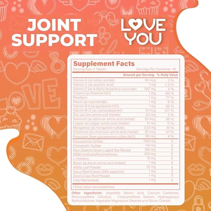 Love You Joint Support Supplement for Relief - Glucosamine, Chondroitin, MSM & Turmeric - Supports Mobility & Flexibility (Bones, Back, Knees, Hands), 90 Tablets, 45-Day Supply - Made in USA - Image 3