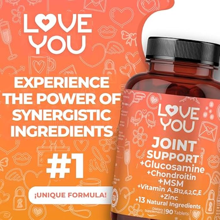 Love You Joint Support Supplement for Relief - Glucosamine, Chondroitin, MSM & Turmeric - Supports Mobility & Flexibility (Bones, Back, Knees, Hands), 90 Tablets, 45-Day Supply - Made in USA - Image 2