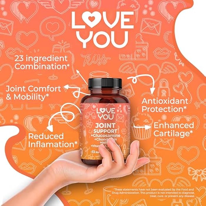 Love You Joint Support Supplement for Relief - Glucosamine, Chondroitin, MSM & Turmeric - Supports Mobility & Flexibility (Bones, Back, Knees, Hands), 90 Tablets, 45-Day Supply - Made in USA - Image 4