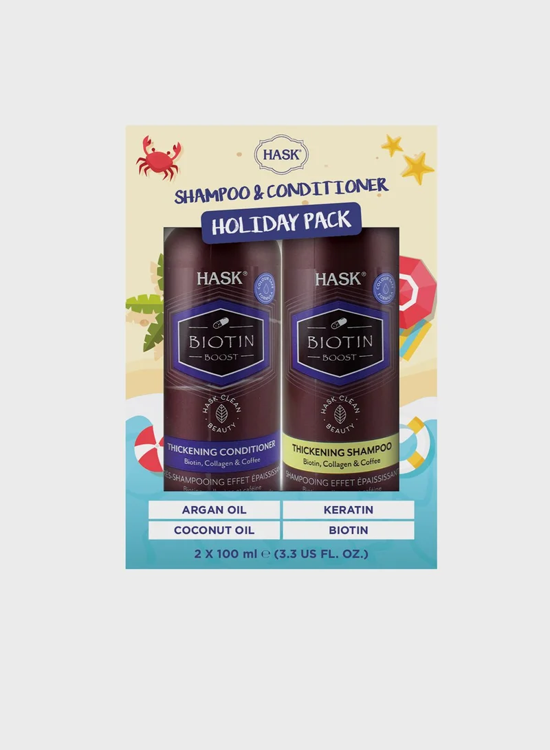HASK Biotin Shampoo 100Ml & Conditioner 100Ml Travel Pack