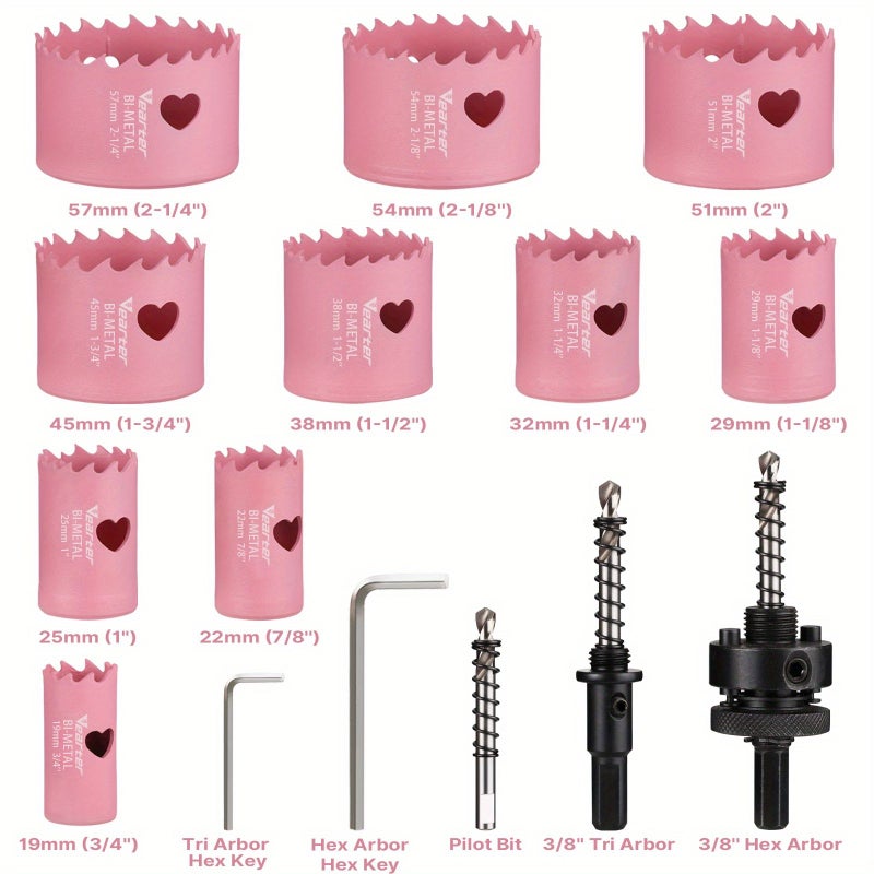 15 قطعة من مجموعة مناشير ثنائية المعدن 19-57 ملم M42 كوبالت قاطعة للخشب والمعادن والصلب - Image 3