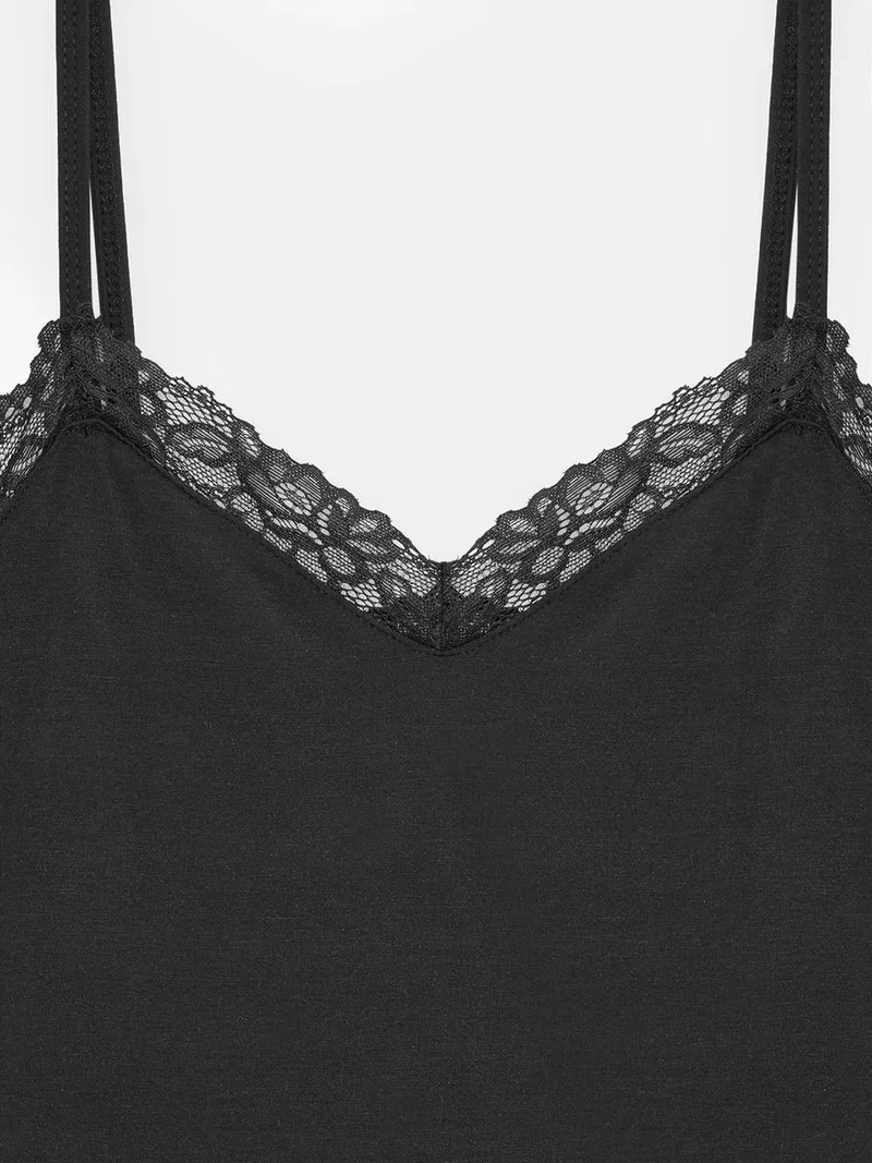 Dilvin Black DILVIN Slim Fit Sleeveless V-Neck Cami Blouse for Women | Best Price UAE