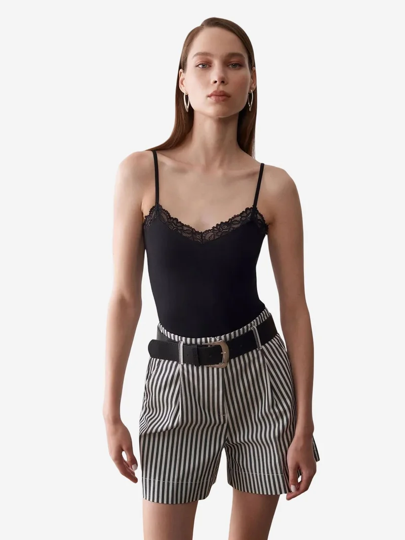 Dilvin DILVIN Slim Fit Sleeveless V-Neck Cami Blouse