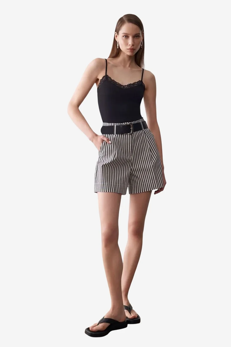 Dilvin Black DILVIN Slim Fit Sleeveless V-Neck Cami Blouse for Women | Best Price UAE
