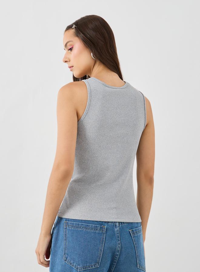 Take Two Texture Asymmetric Neck Sleeveless Top - Image 5