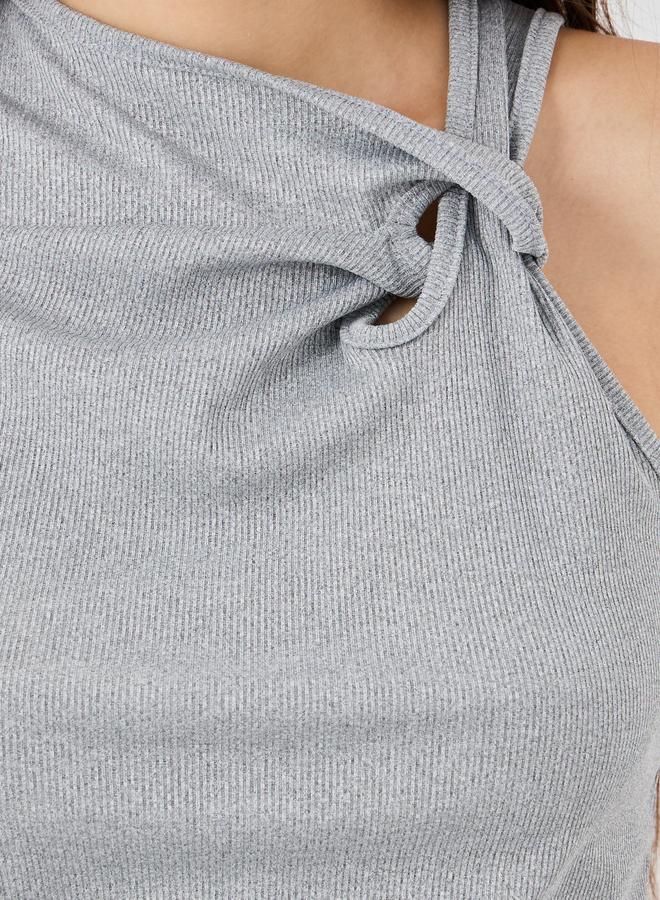 Take Two Texture Asymmetric Neck Sleeveless Top - Image 4