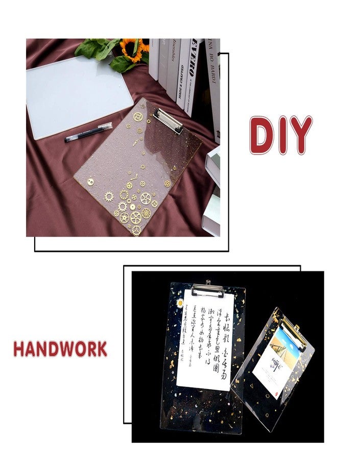 EDOBLUE Clipboard Resin Mold - A4 Letter Size Vertical File Folder Geode Agate Epoxy Silicone Molds with 2PCS Metal Accessories Making File Folder Portfolio Drawing Board - Image 3