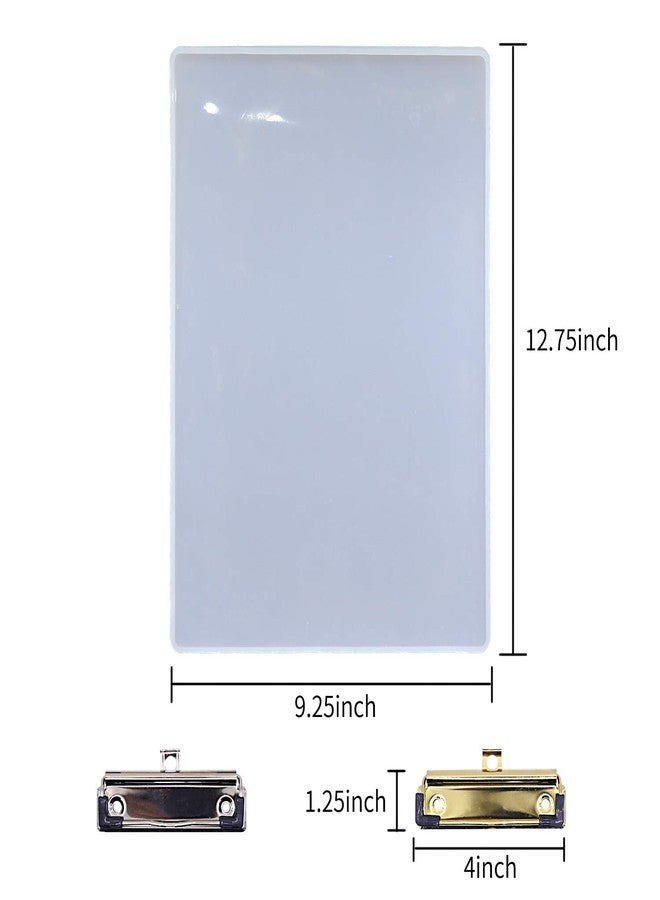 EDOBLUE Clipboard Resin Mold - A4 Letter Size Vertical File Folder Geode Agate Epoxy Silicone Molds with 2PCS Metal Accessories Making File Folder Portfolio Drawing Board - Image 2