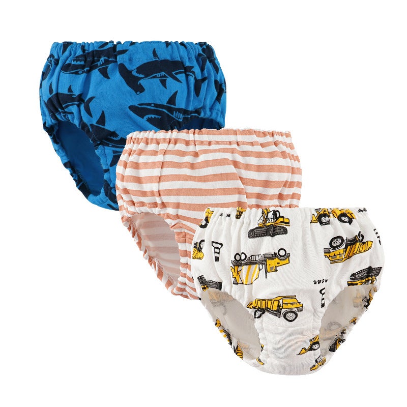 Childrens Bread Pants Boys Triangle Panties Cartoon Shorts Cotton Small Children Baby Dinosaur Wholesale H680/Khakis Stripe Combination MB603 