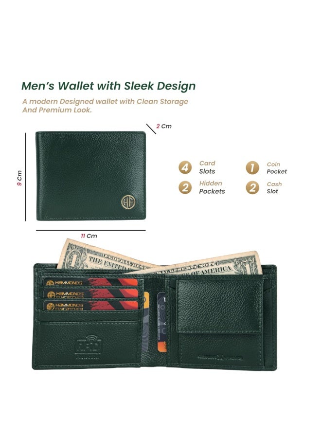 HAMMONDS FLYCATCHER Genuine Leather Premium 5 in 1 Mega Gift Combo Gifts Set for Men & Colleagues - Men's Wallet, Ladies Wallet, Passport Holder, Men's Belt & Keyring - Green - Image 2
