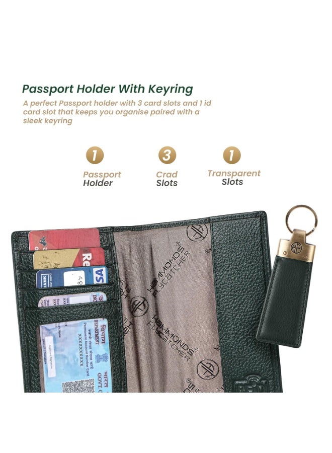 HAMMONDS FLYCATCHER Genuine Leather Premium 5 in 1 Mega Gift Combo Gifts Set for Men & Colleagues - Men's Wallet, Ladies Wallet, Passport Holder, Men's Belt & Keyring - Green - Image 5