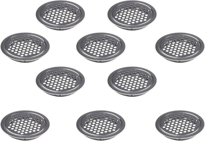 Silver 53mm Round Air Vent Grill Cover Set Of 10 For Cabinet Air Circulation - Image 1