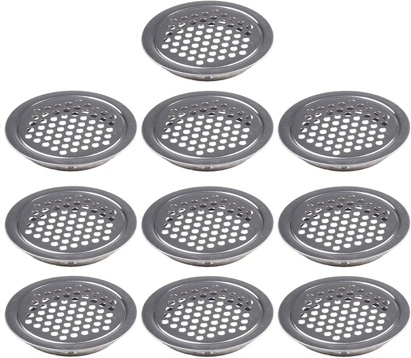 Silver 53mm Round Air Vent Grill Cover Set Of 10 For Cabinet Air Circulation - Image 4