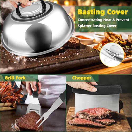 YMHB 30PCS Griddle Accessories Kit, Flat Top Grill Accessories Set for Blackstone and Camp Chef, Grill Spatula Set with Melting Dome, Burger Press, Gifts for Men, Christmas Stocking Stuffers for Adults Men - Image 3