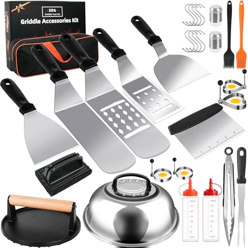 YMHB 30PCS Griddle Accessories Kit, Flat Top Grill Accessories Set for Blackstone and Camp Chef, Grill Spatula Set with Melting Dome, Burger Press, Gifts for Men, Christmas Stocking Stuffers for Adults Men - Image 1