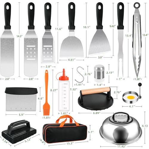 YMHB 30PCS Griddle Accessories Kit, Flat Top Grill Accessories Set for Blackstone and Camp Chef, Grill Spatula Set with Melting Dome, Burger Press, Gifts for Men, Christmas Stocking Stuffers for Adults Men - Image 5