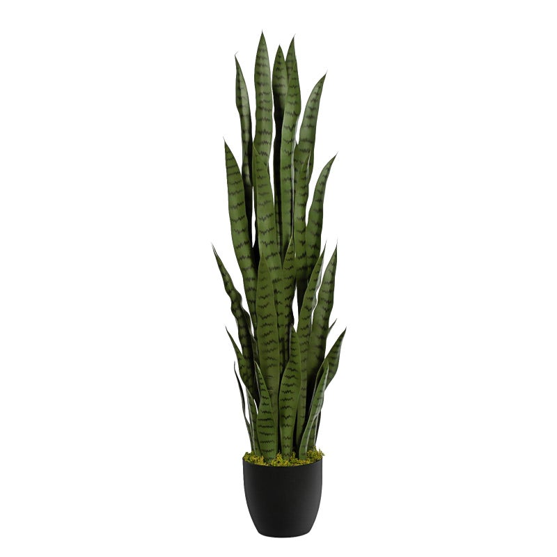 Keeplush 4ft Artificial Snake Plant â€“ 46in Faux Sansevieria Plants, Fake Floor Plant for Indoor Outdoor, Front Porch Patio Home Office Decor, Mother-in-Lawâ€™s Tongue, Green 1Pcs - Image 1
