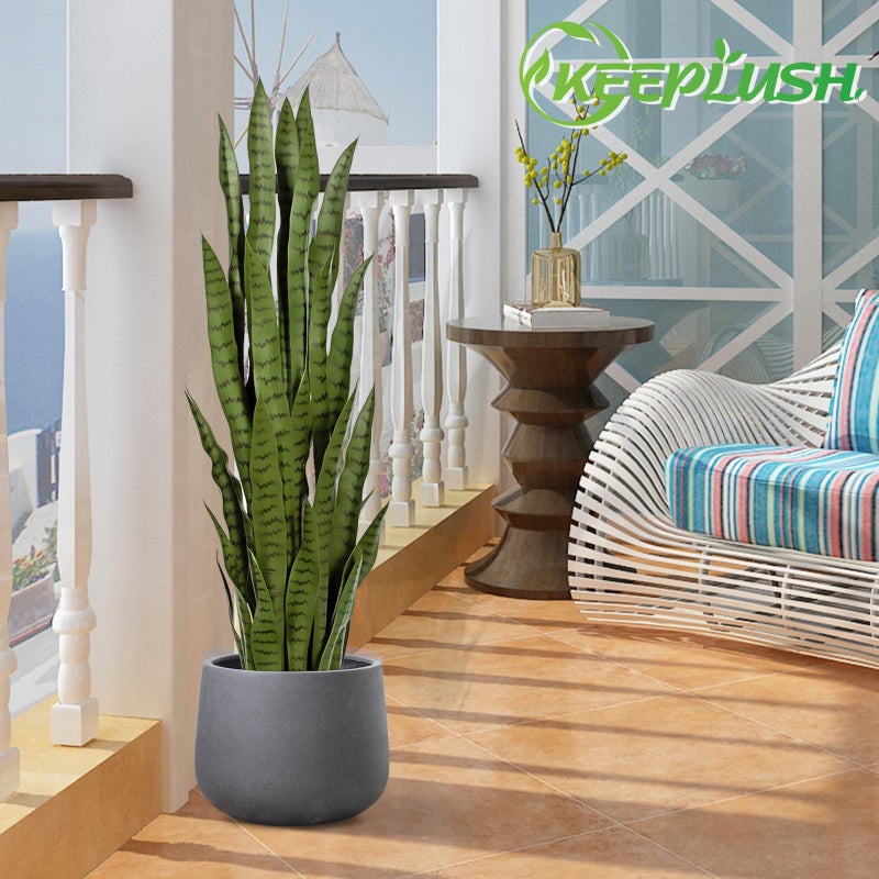 Keeplush 4ft Artificial Snake Plant â€“ 46in Faux Sansevieria Plants, Fake Floor Plant for Indoor Outdoor, Front Porch Patio Home Office Decor, Mother-in-Lawâ€™s Tongue, Green 1Pcs - Image 3