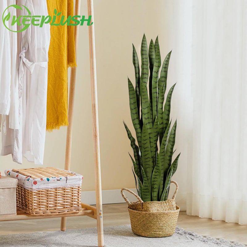 Keeplush 4ft Artificial Snake Plant â€“ 46in Faux Sansevieria Plants, Fake Floor Plant for Indoor Outdoor, Front Porch Patio Home Office Decor, Mother-in-Lawâ€™s Tongue, Green 1Pcs - Image 5