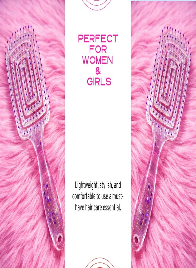 FLASHFOX Rectangle Detangle Hair Brush Purple Glitter | Anti-Static, Lightweight, Paddle Comb for Wet & Dry Hair, Scalp Massage & Styling Brush for Women (Purple) - Image 4