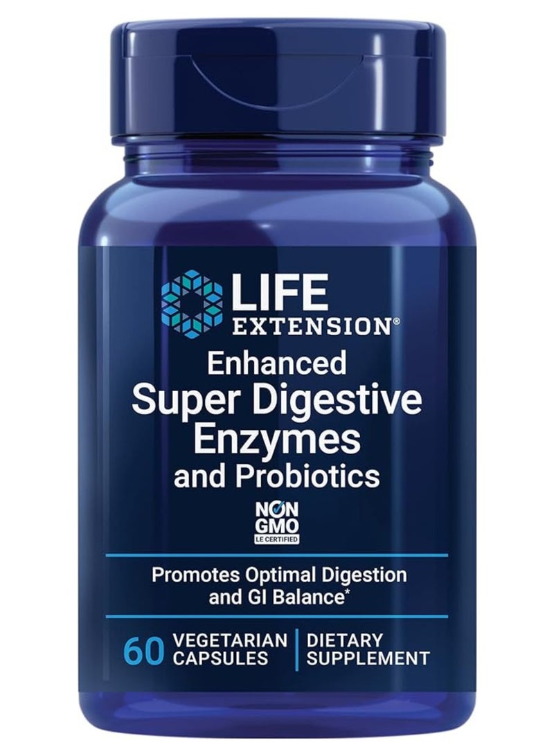 لايف إكستنشن إنزيمات هضمية فائقة محسّنة – مزيج من 10 إنزيمات للأنظمة الغذائية النباتية لدعم الراحة الهضمية، خالٍ من الغلوتين – 60 كبسولة نباتية - Image 1