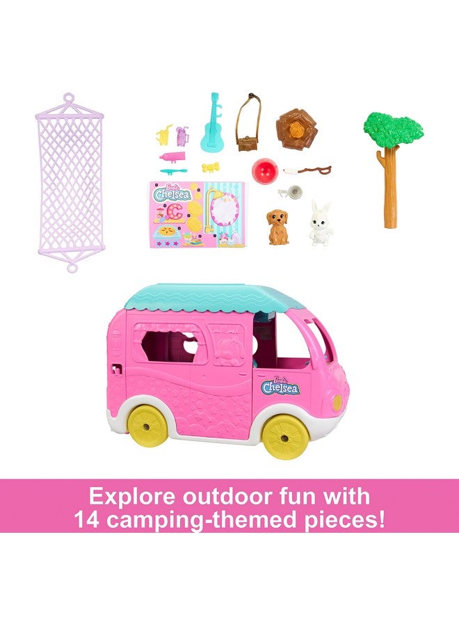 Barbie Camper Chelsea 2In1 Playset With Small Doll 2 Pets & 15 Accessories Vehicle Transforms Into Camp Site - Image 4