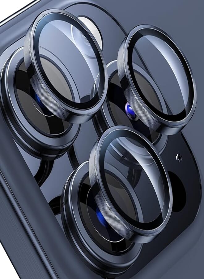 WSKEN for iPhone 15 Pro/iPhone 15 Pro Ultra Camera Lens Protector, [Keep Original Shooting] Shatterproof 9H Tempered Glass Camera Screen Protector Metal Ring Cover Film Accessories, Blue