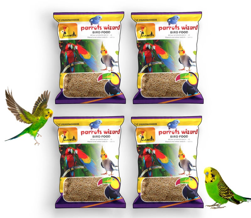 Parrots Wizard All Life Stages Dry Bird Food Small Size Kangni Seed Bird Food 950 Grams Pack of 4 - Image 1