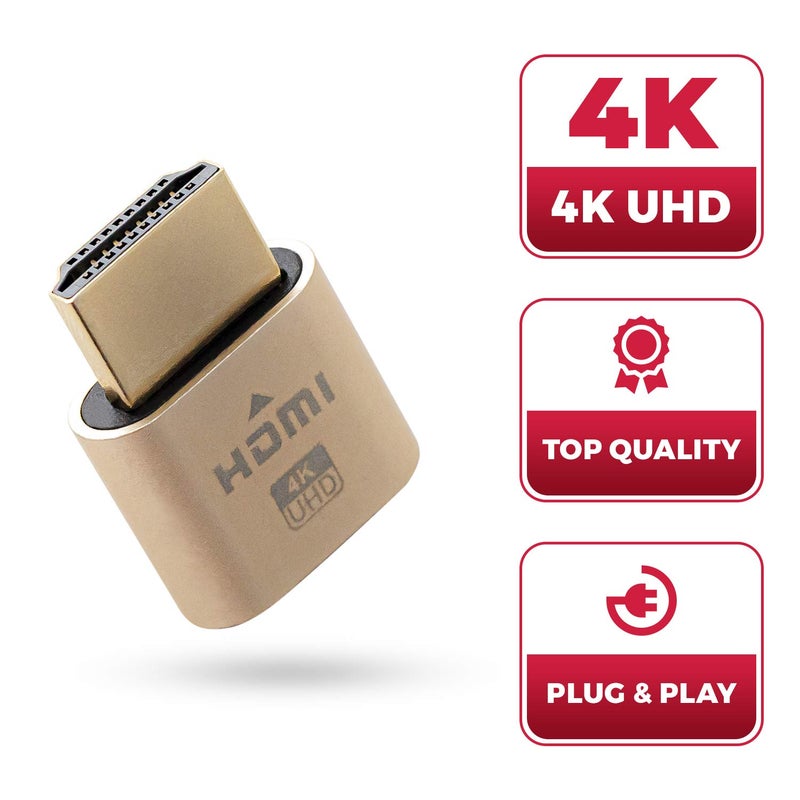 BUYMINERS.CA 4K Hdmi Dummy Plug - High Resolution Virtual Monitor Display Emulator, New Generation Headless Display Adapter Supports Up To 3840X2160@60Hz, 1080@120Hz Dvi Edid Emulator (2 Pack) - Image 2