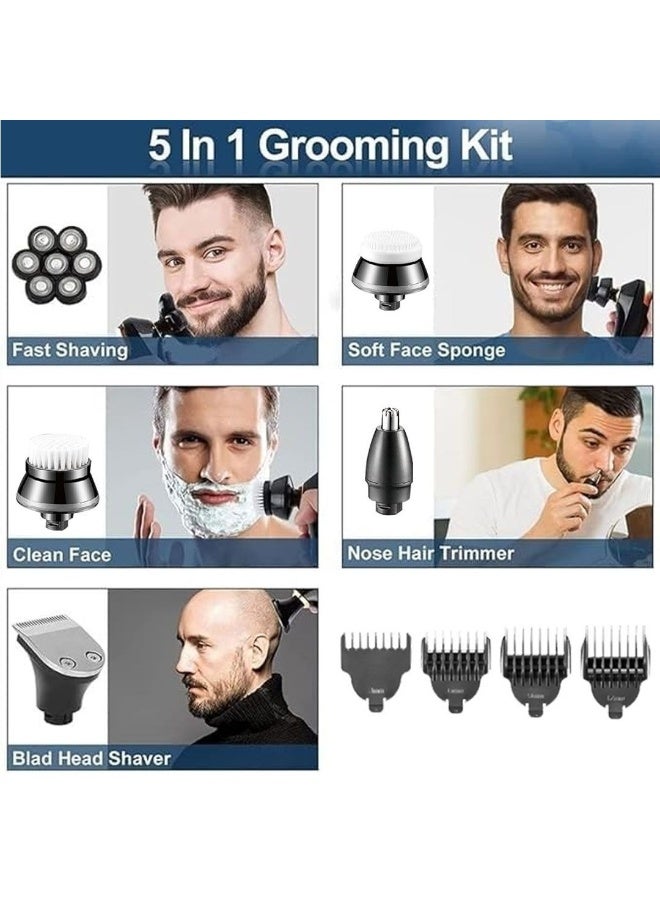 5-in-1 Multifunctional Electric Head Shaver for Men - 7D Rotary Grooming Kit, IPX7 Waterproof, Type-C USB Rechargeable - Image 3
