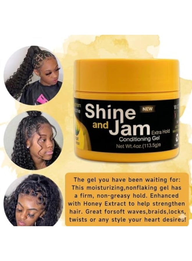 Shine and Jam Conditioning Gel for Braiding Extra Hold Honey Extract Non-Greasy Edge Control Hair Gel for Braids Twists Edges (4 Ounce (Pack of 1)) - Image 3