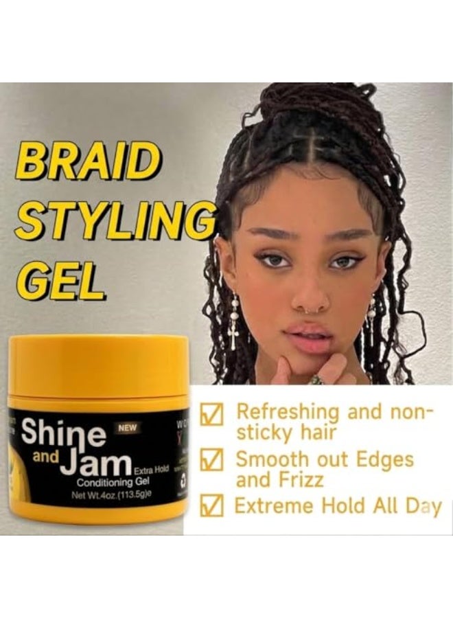 Shine and Jam Conditioning Gel for Braiding Extra Hold Honey Extract Non-Greasy Edge Control Hair Gel for Braids Twists Edges (4 Ounce (Pack of 1)) - Image 4