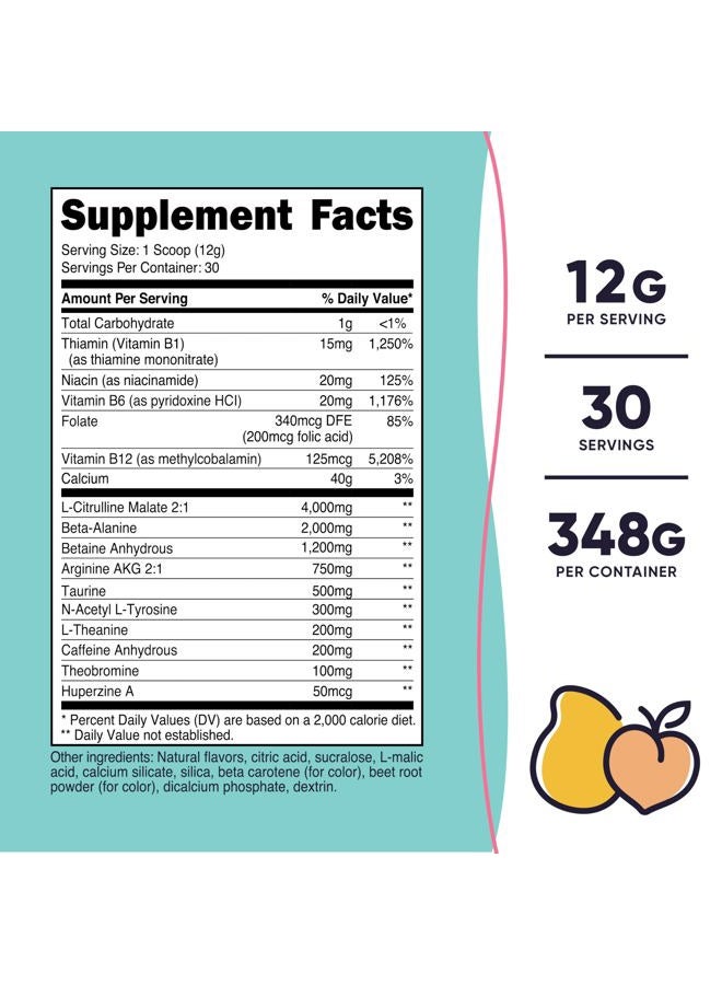 Nutricost Pre-Workout Powder for Women, Peach Mango, 30 Servings - Image 2