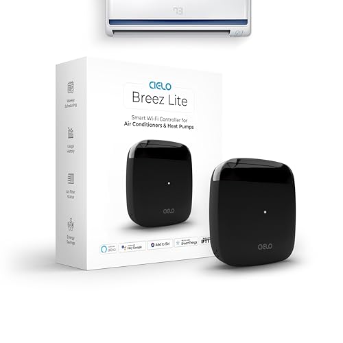 Cielo Breez بريز لايت | جهاز تحكم ذكي في مكيف الهواء للمكيفات المنفصلة، النوافذ والمحمولة ومضخات الحرارة | تطبيق مجاني، بدون اشتراكات | أليكسا، جوجل، اختصارات سيري، سمارت ثينغز، IFTTT (أسود) - Image 1
