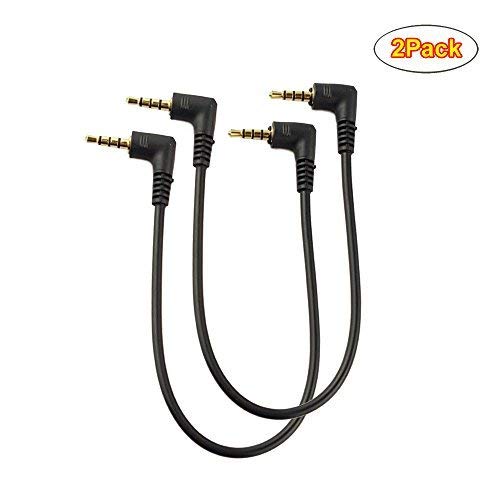 MMNNE 2Pack 7inch TRRS 4-Pole 3.5mm Male Right Angle to 3.5mm Male Right Angle Audio Cable - Image 2