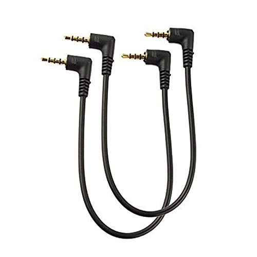 MMNNE 2Pack 7inch TRRS 4-Pole 3.5mm Male Right Angle to 3.5mm Male Right Angle Audio Cable - Image 1