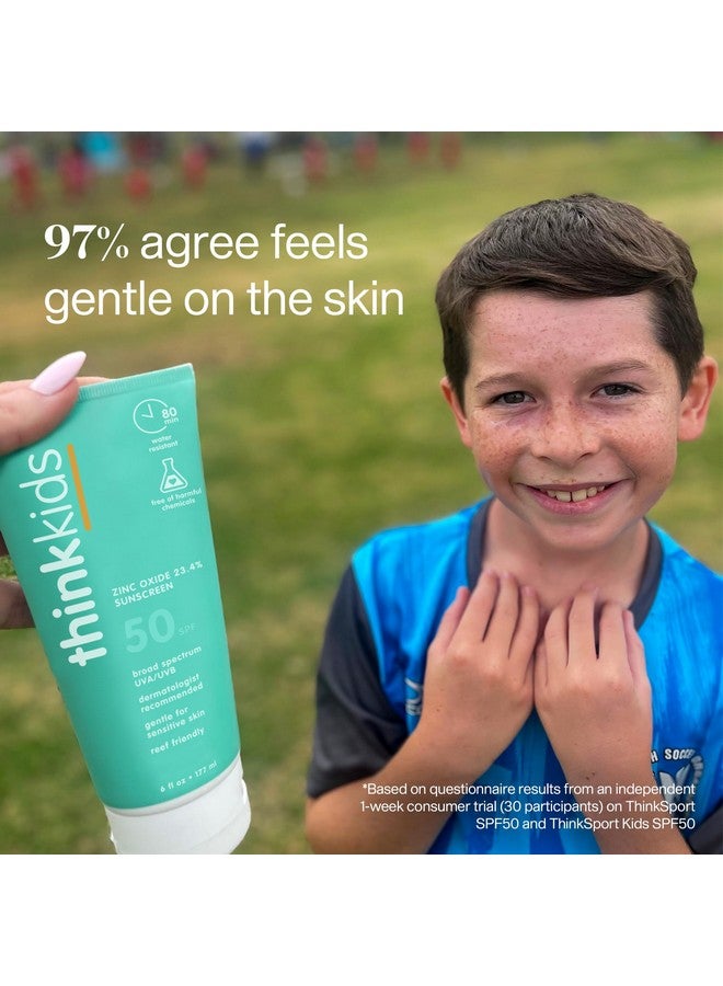 ثينك واقي شمس معدني للأطفال من ثينك سبورت بعامل حماية من الشمس 50+ - واقي شمس طبيعي وآمن للأطفال - كريم مقاوم للماء - حماية واسعة النطاق من أشعة الشمس فوق البنفسجية الطويلة والمتوسطة - لوشن واقي من الشمس مناسب للشعاب المرجانية، 6 أونصة - Image 3