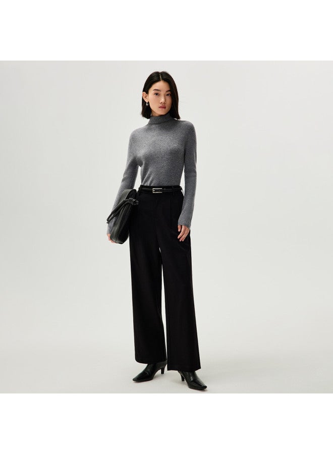 HLA Winter Turn-Up High Neck Basic Inner Layer Warm Ladies' Wool Sweater - Image 3
