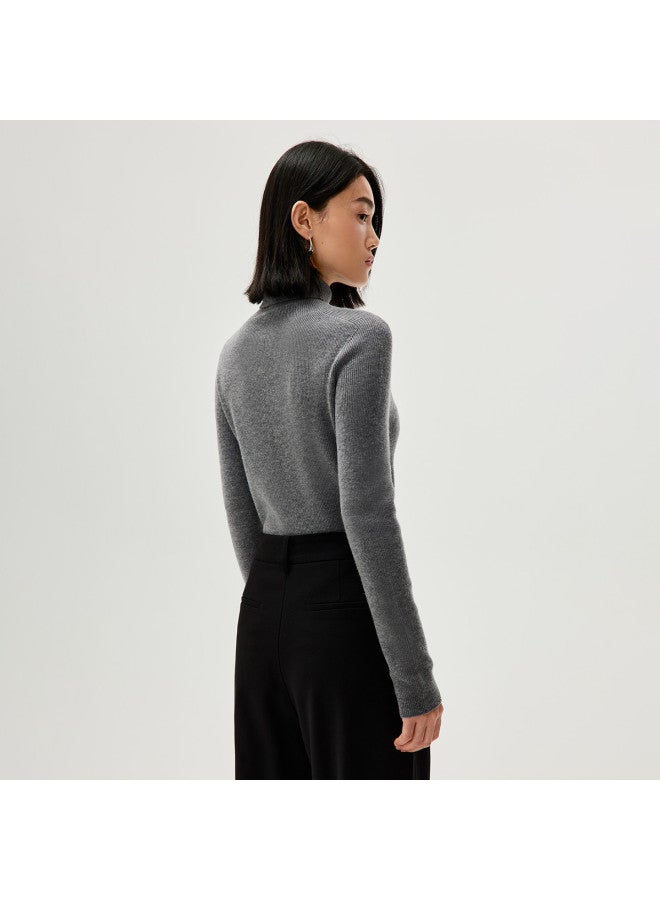 HLA Winter Turn-Up High Neck Basic Inner Layer Warm Ladies' Wool Sweater - Image 5