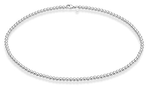 Miabella Italian 925 Sterling Silver Handmade 4mm Bead Ball Strand Chain Necklace for Women, Made in Italy (Length 20 Inches) - Image 2