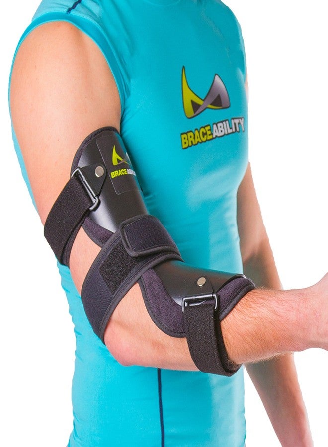BraceAbility Cubital Tunnel Syndrome Elbow Brace | Splint to Treat Pain from Ulnar Nerve Entrapment, Hyperextended Elbow Prevention and Post Surgery Arm Immobilizer - L (LARGE/X-LARGE) - Image 1