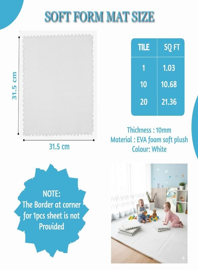 Nasmodo 10mm Kids mats for Floor Soft Plush Foam Babies Puzzle Interlocking Play mats for Crawling Playing Tile mat Carpet Rug for Infants and Toddlers (White, 10pcs) - Image 2