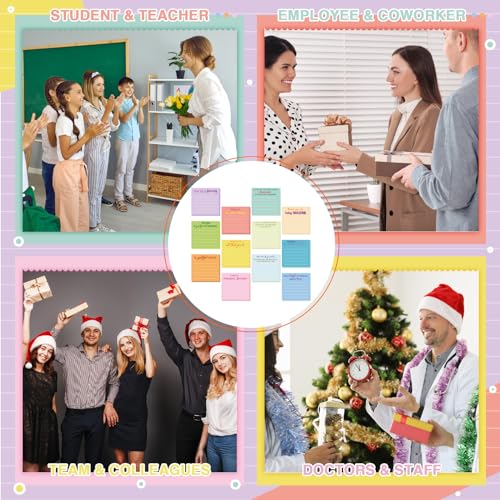 Yinder 24 Pcs Employee Appreciation Sticky Notes Xmas Gift Bulk Motivation Note Pads Mini Inspirational Note Gift for Teacher Nurse Staff Coworker Office Supply 3 x 3'' (Appreciation,Light Color) - Image 4