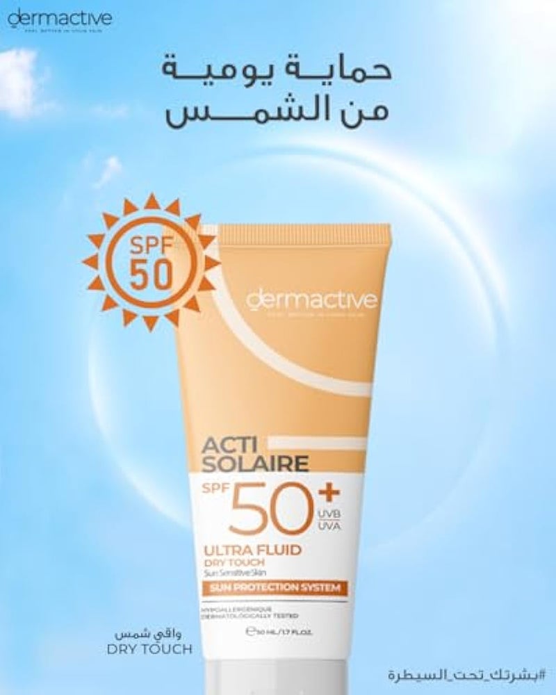 DERMACTIVE Acti-Solaire SPF50+ UVB/UVA Ultra Fluid Dry Touch – 50ml | Very High Sun Protection, Mattifying Finish, Lightweight Daily Wear - Image 3