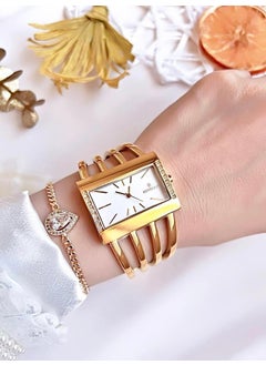 Revello RVL-1849-F Rib Series Gold Plated Tarnish Stainless Swarovski Stone 3ATM Waterproof+Bracelet  - Image 3