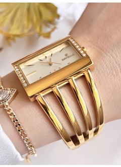 Revello RVL-1849-F Rib Series Gold Plated Tarnish Stainless Swarovski Stone 3ATM Waterproof+Bracelet  - Image 2